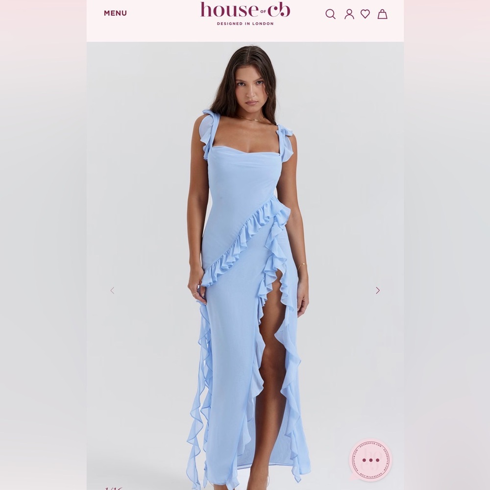 House of CB Ariela Baby blue ruffle maxi Dress